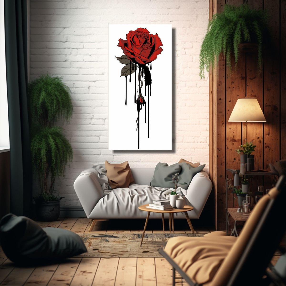 Pintura En Lienzo Vintage, Escena De Una Rosa 20x40cm-2