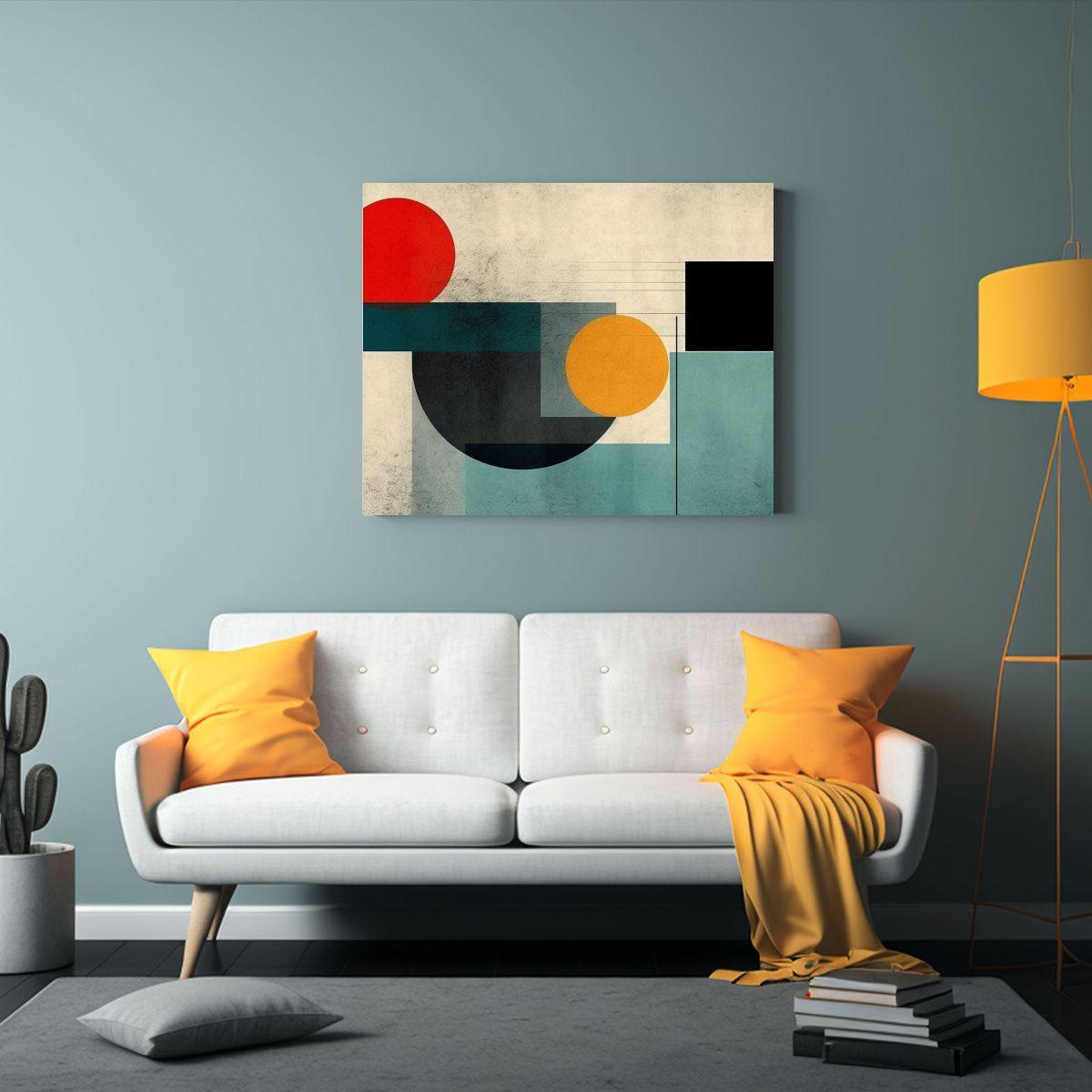 Pinturas Decorativas Bauhaus Estilo Abstracto Sobre Fondo Gr 40x30cm-2