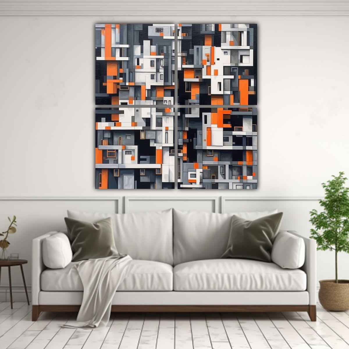 Pinturas Decorativas De Lienzo Con Finas Líneas 120x120 Cm-2