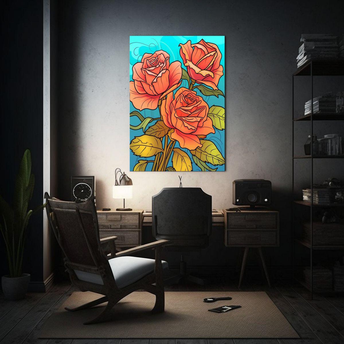 Pintura Mural Vertical Flores Sensibilidad 20x30cm-2