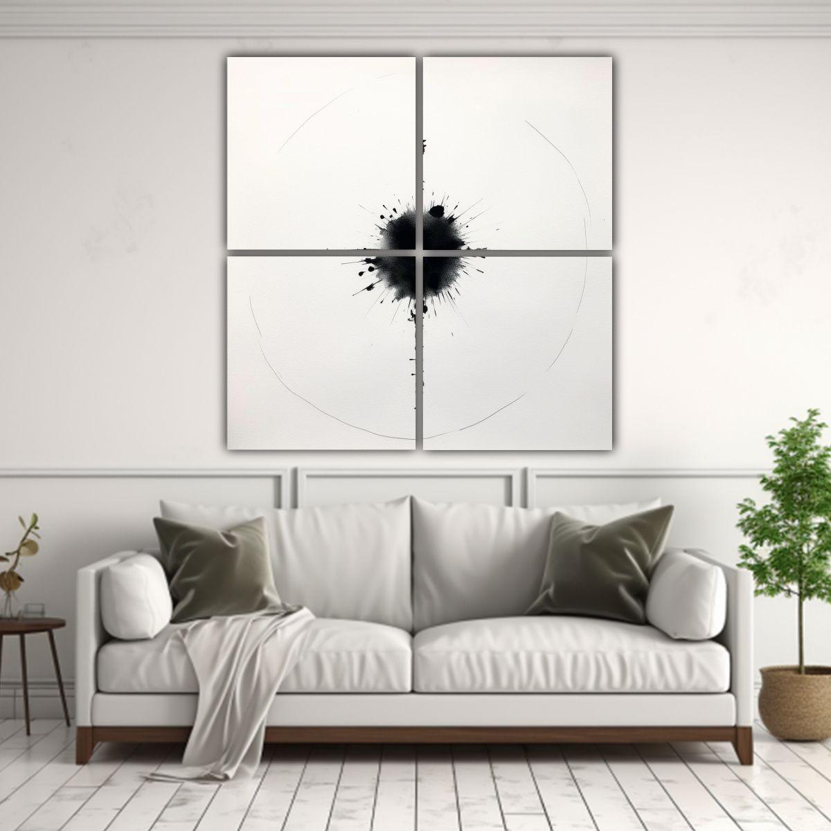 Cuadros Abstractos Minimalistas Con Tinta En 160x160 Cm-2