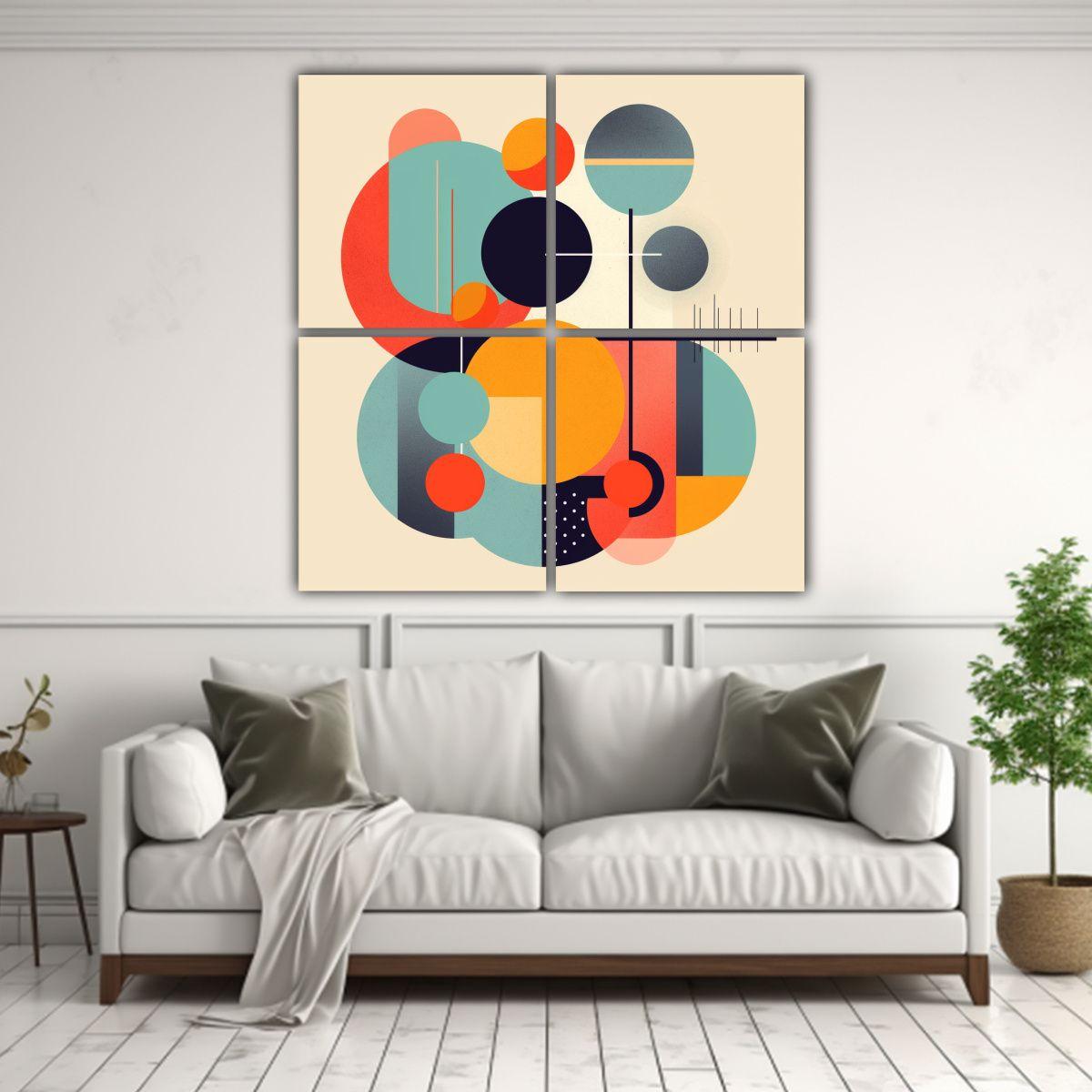 4 Pinturas De Decoración Abstracta Minimalista Y 180x180 Cm-2