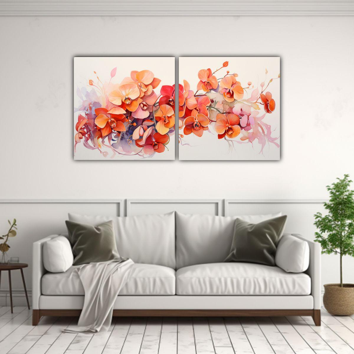 Lienzos De Tela Calidos Living A Orchids Flowers 80x40 Cm-2