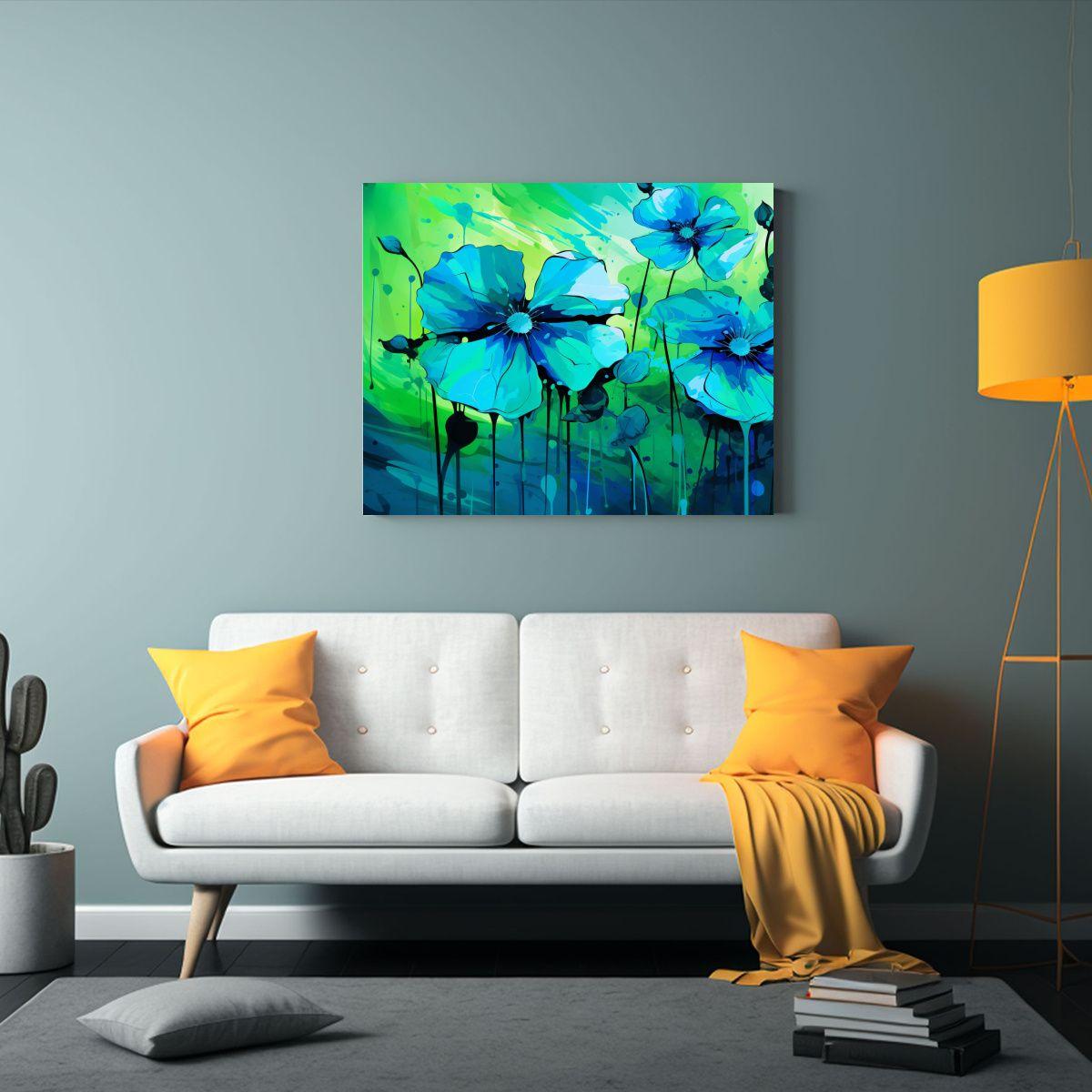 Cuadro Intenso Verde Y Azul, Atmosfera Neonoir, 90x60cm-2