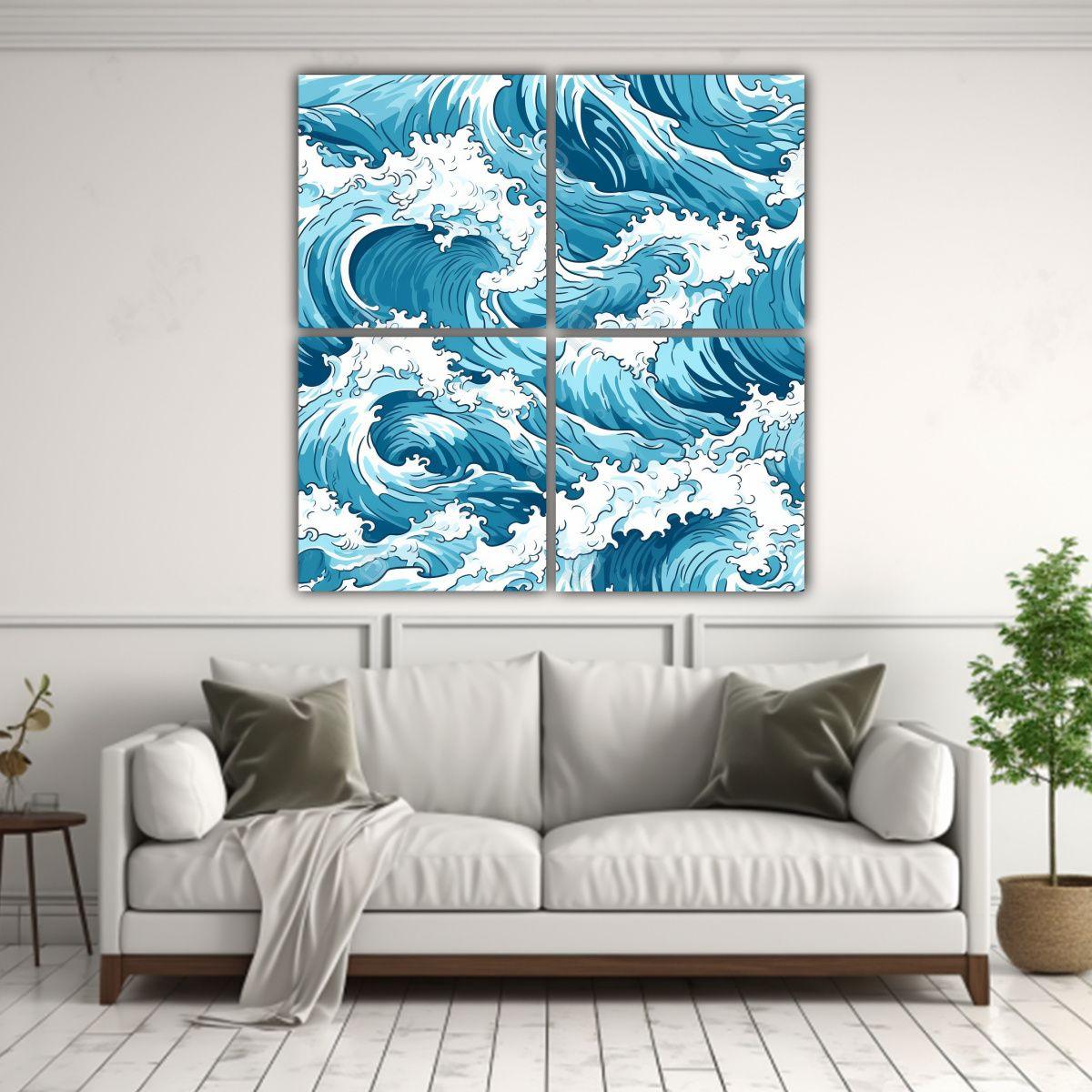 Cuadro Decorativo De 4 Telas En Bastidor Para 80x80 Cm-2