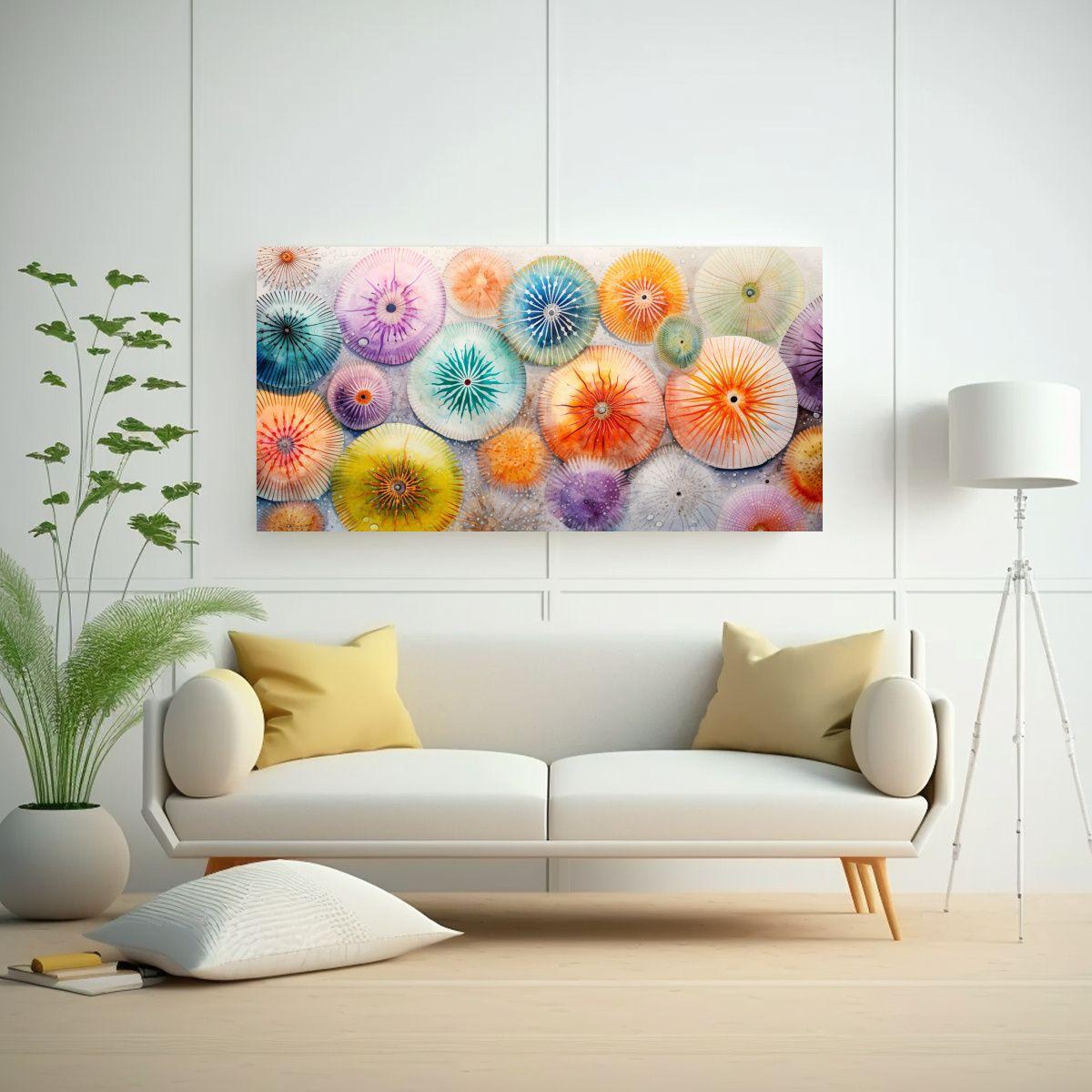 Cuadro Arte Gráfico Moderno Erizos De Mar Acuarel 100x50cm-2