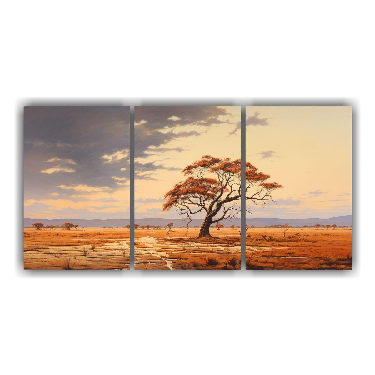 Cuadros Abstractos De Vida En La Sabana Y árbol 180x90 Cm-0