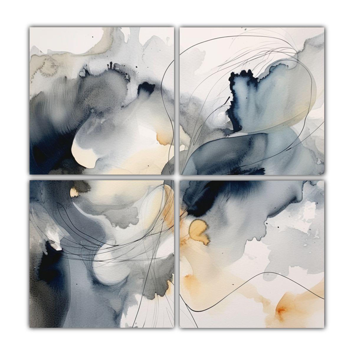 Pinturas Abstractas De Agua Monocromáticas Para 80x80 Cm-0