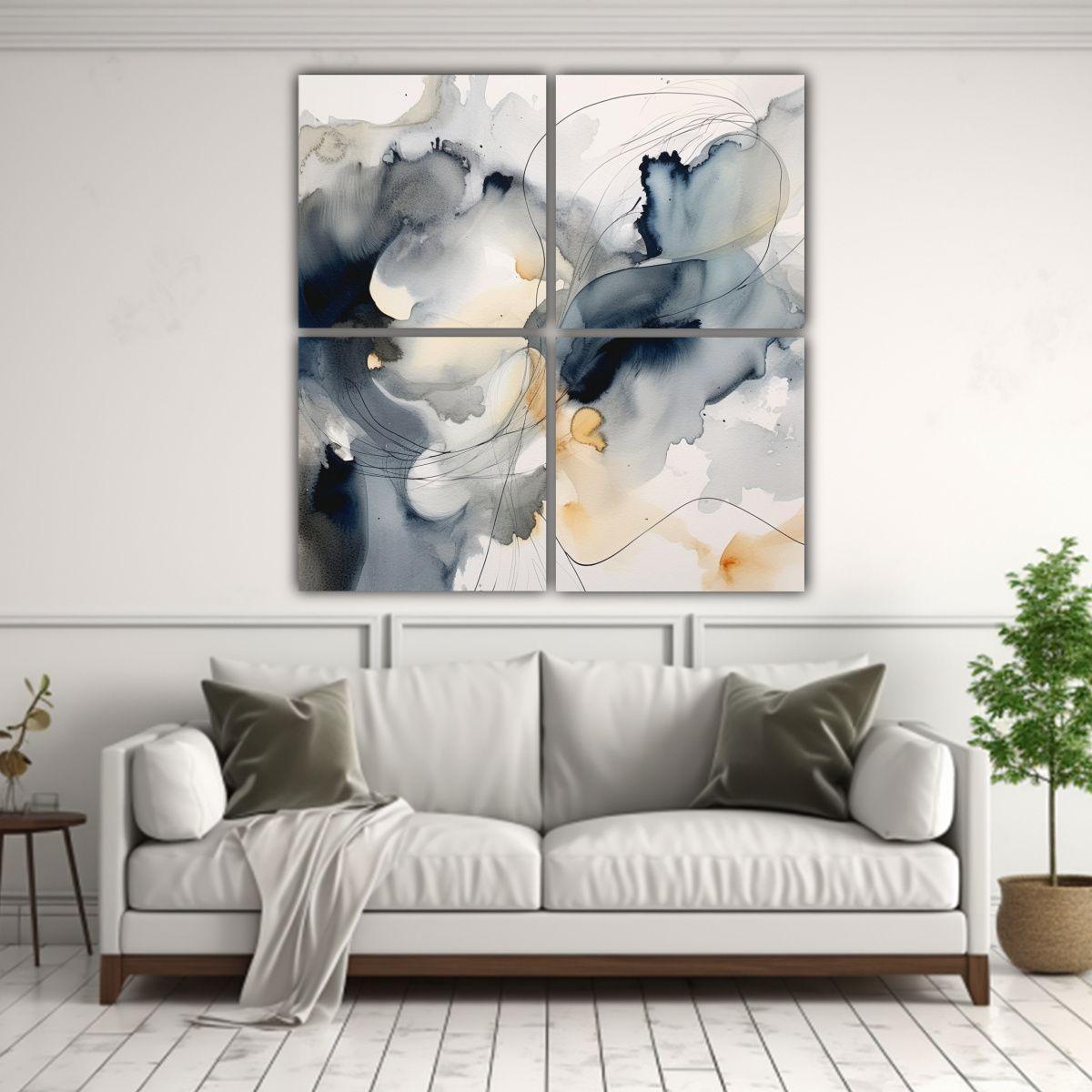 Pinturas Abstractas De Agua Monocromáticas Para 80x80 Cm-2