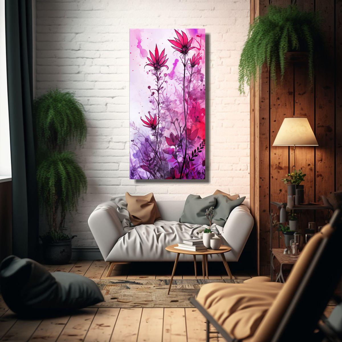 Pintura Abstracta De Pared: Reflejo De Hierbas 20x40cm-2