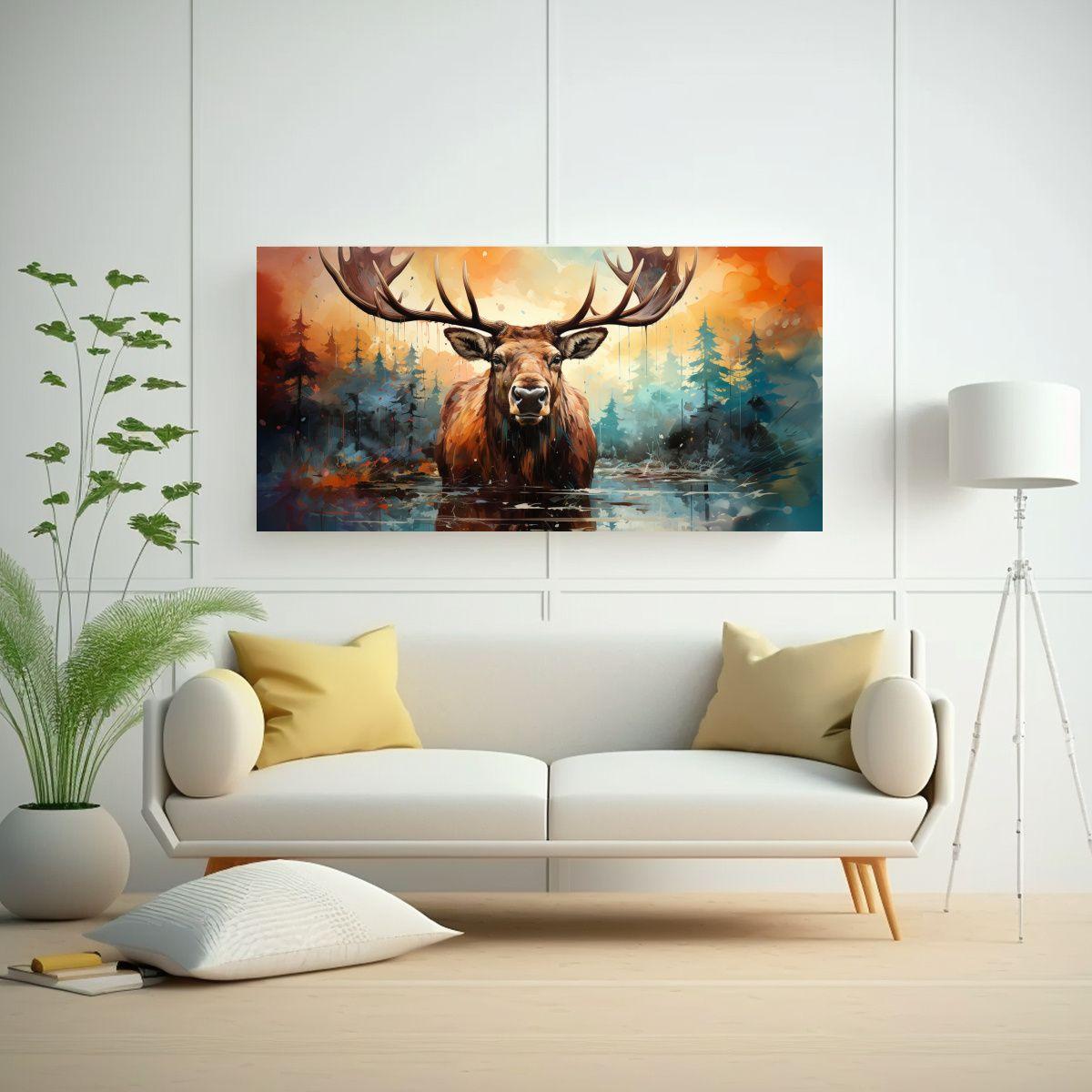 Pintura Acuarela Colorida Estilo Moose Vibrante 100x50cm-2