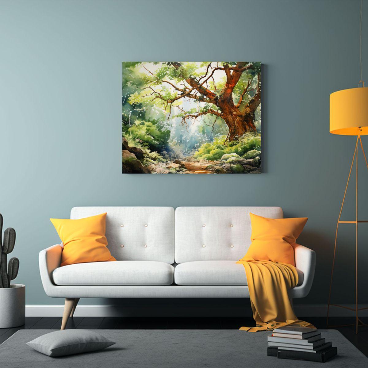 Pinturas Abstractas Acuarela árbol Kauri Simétrico Colores 45x30cm-2