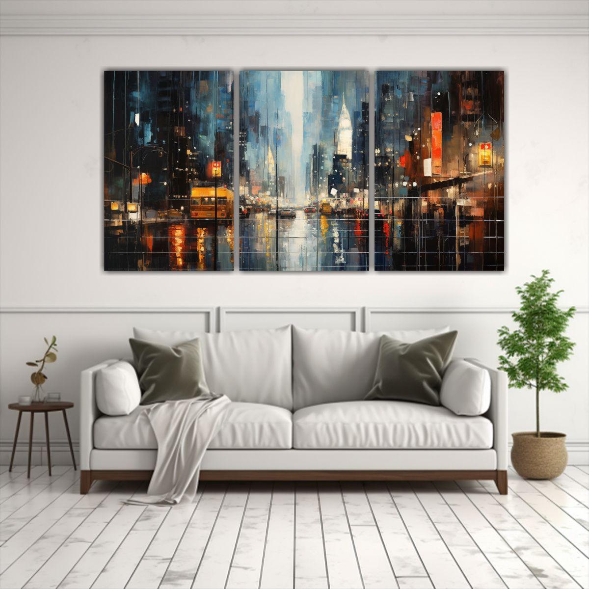 Cuadros Abstractos De Ciudad En Estilo Galería 240x120 Cm-2