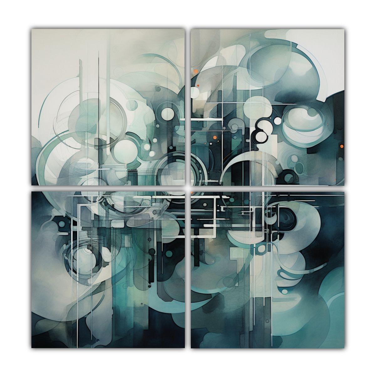 Obra Maestra Acuática Abstracta Con Curvas 100x100 Cm-0