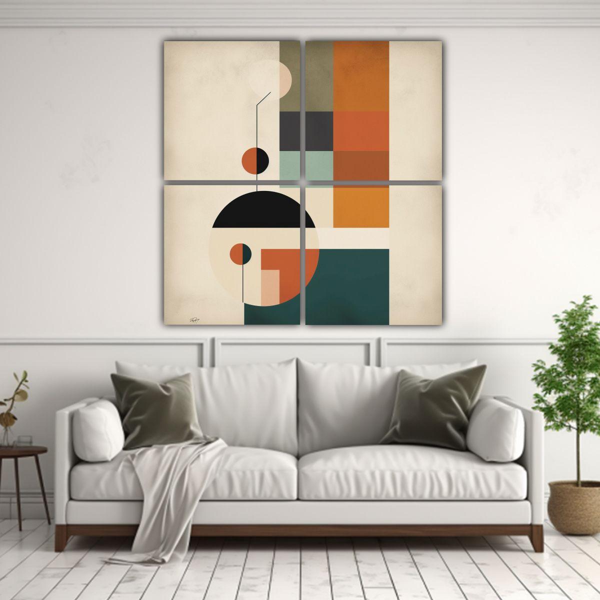 Cuatro Cuadros Decoración Representación Valli 160x160 Cm-2