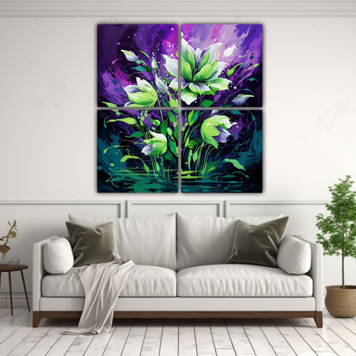 Cuadro Composición Oficina Green Morado 160x160 Cm-2