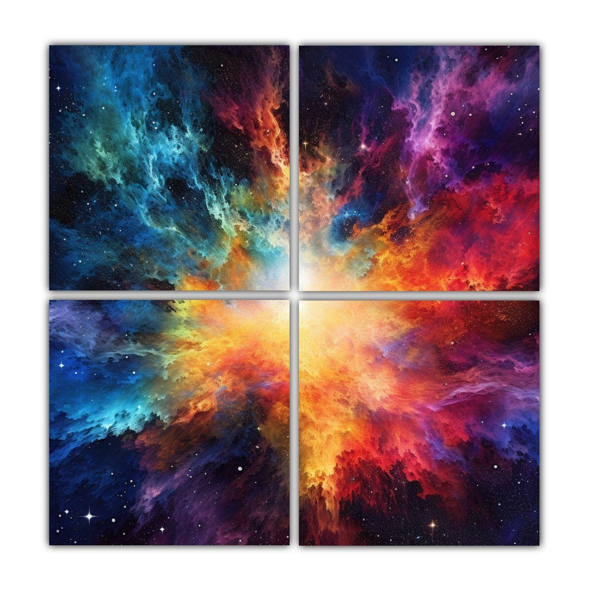 Pinturas Decorativas De La Serie 4 Composiciones 140x140 Cm-0