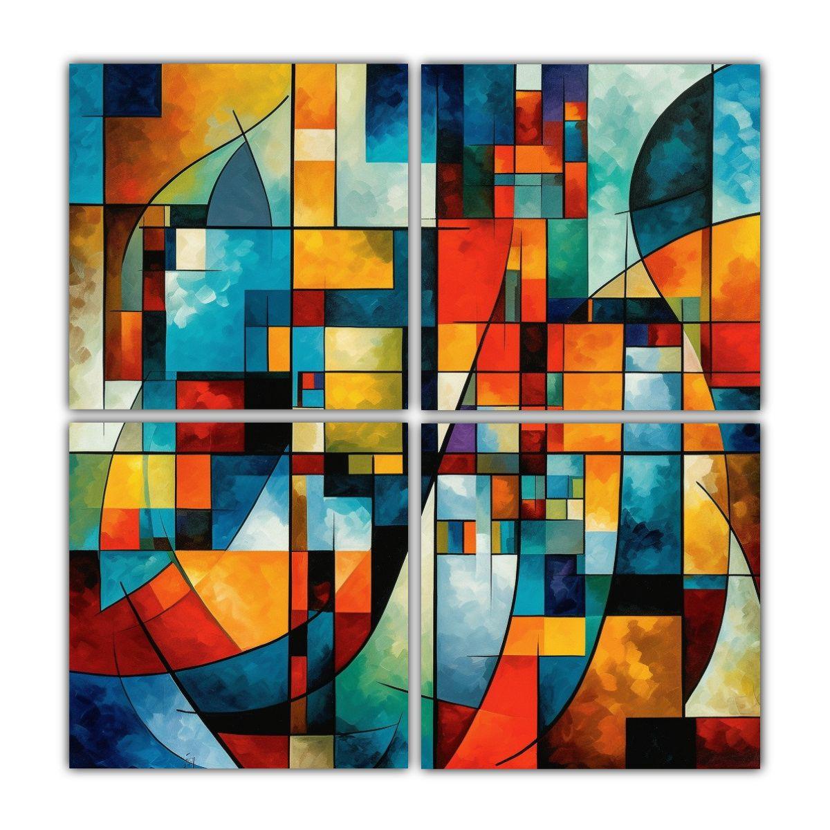4 Lienzos Decorativos Poder De Abstracción 40x40 Cm-0