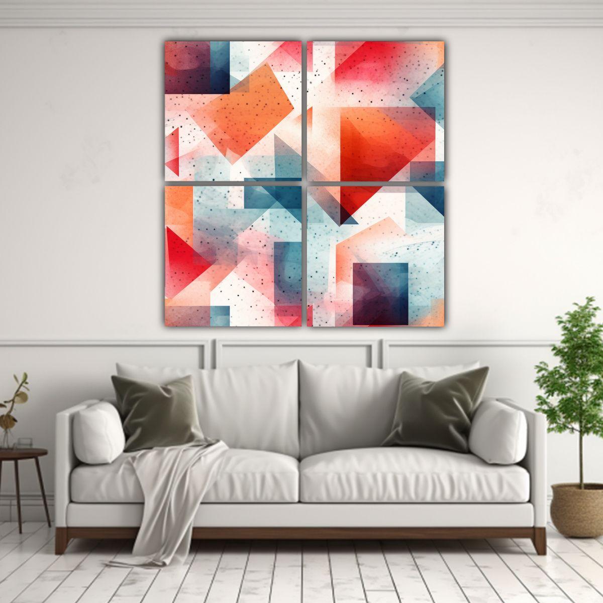 4 Cuadro Decoración Dimensiones Abstractas De 40x40 Cm-2