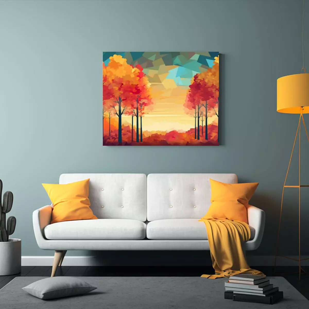 Cuadro Bosque De Arce Colorido Con Cielo: 45x30cm-2