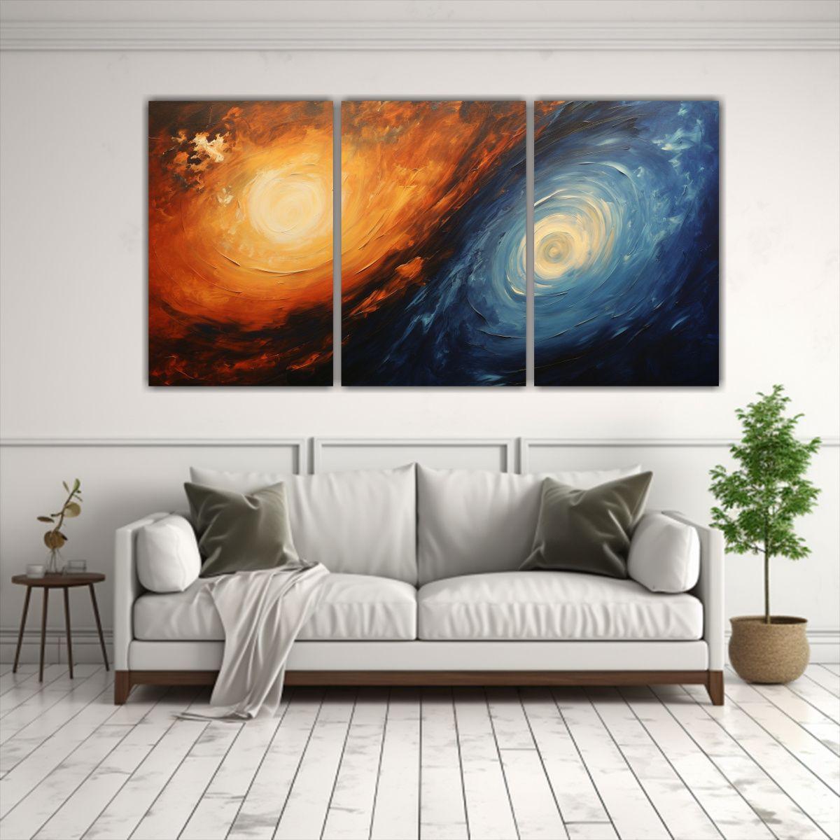 Set 3 Cuadros Movimiento Relieve, Arte En Lienzo 180x90 Cm-2