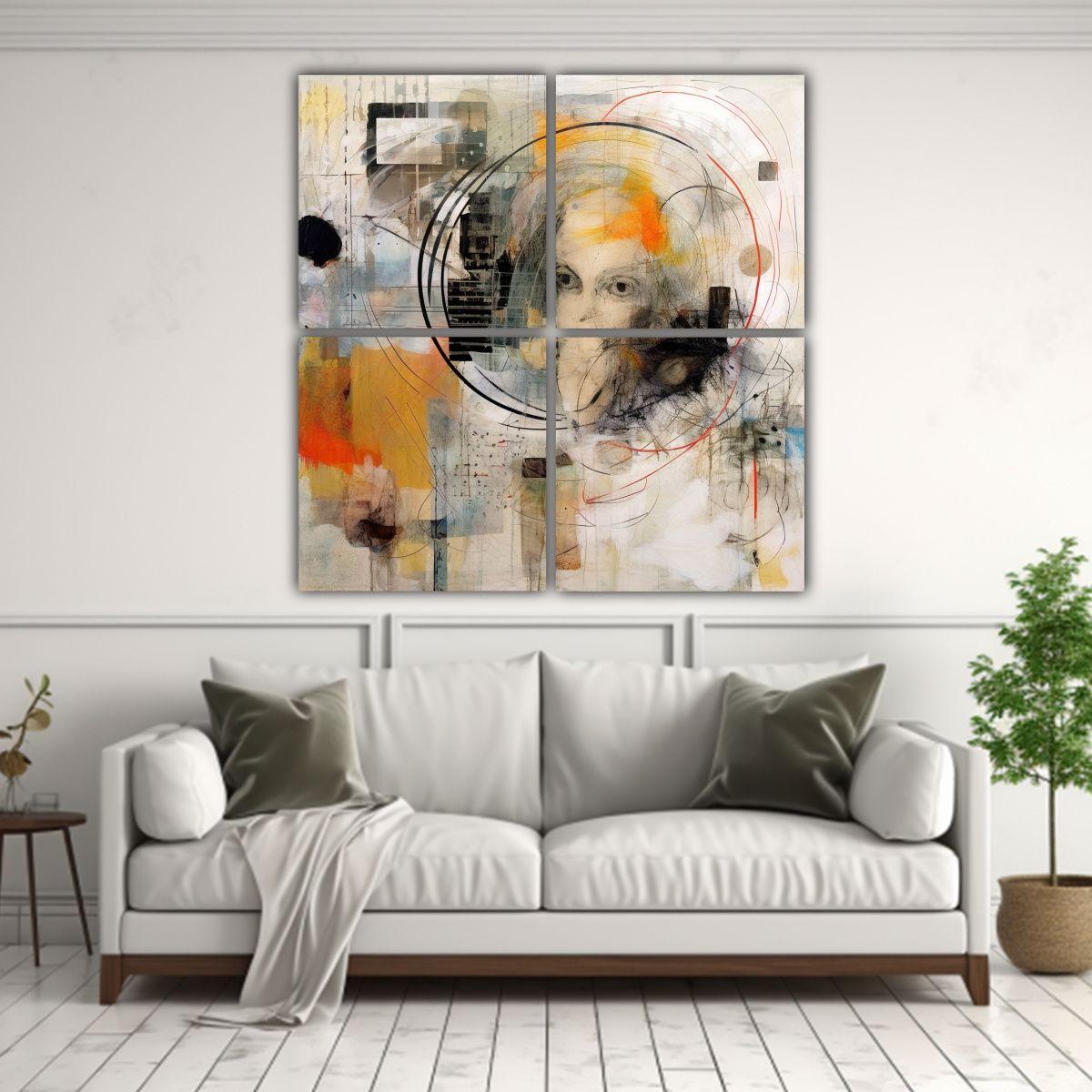 Pintura Abstracta Composición Minimalista En 60x60 Cm-2