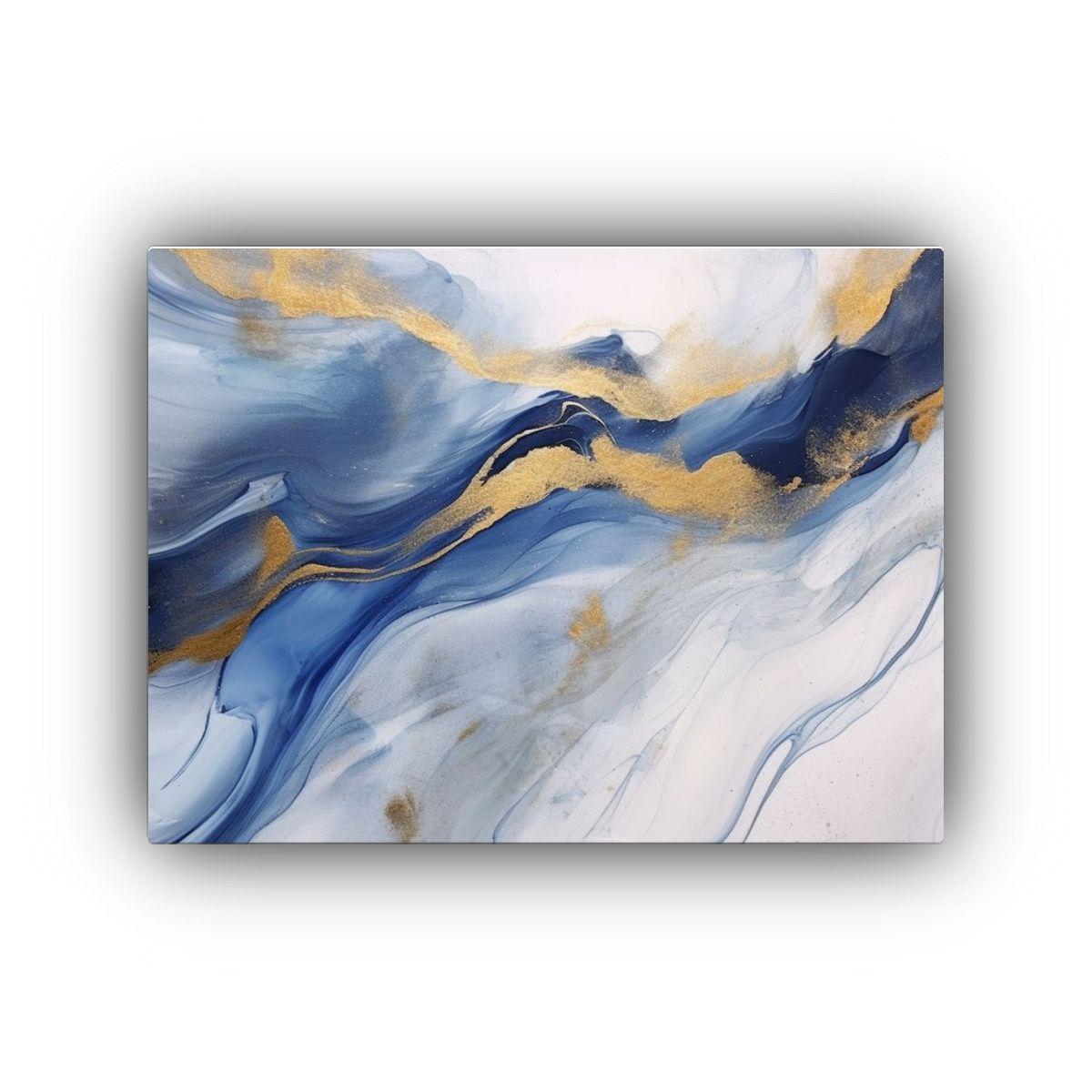 Pinturas Decorativas De Arte Abstracto En Tinta Blanco Azul  40x30cm-0