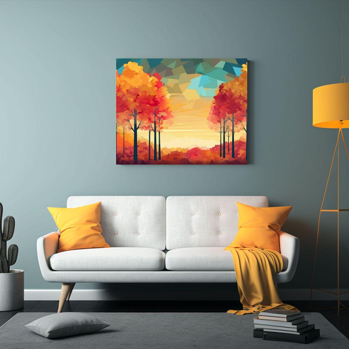 Cuadro Bosque De Arce Colorido Con Cielo: 30x20cm-2