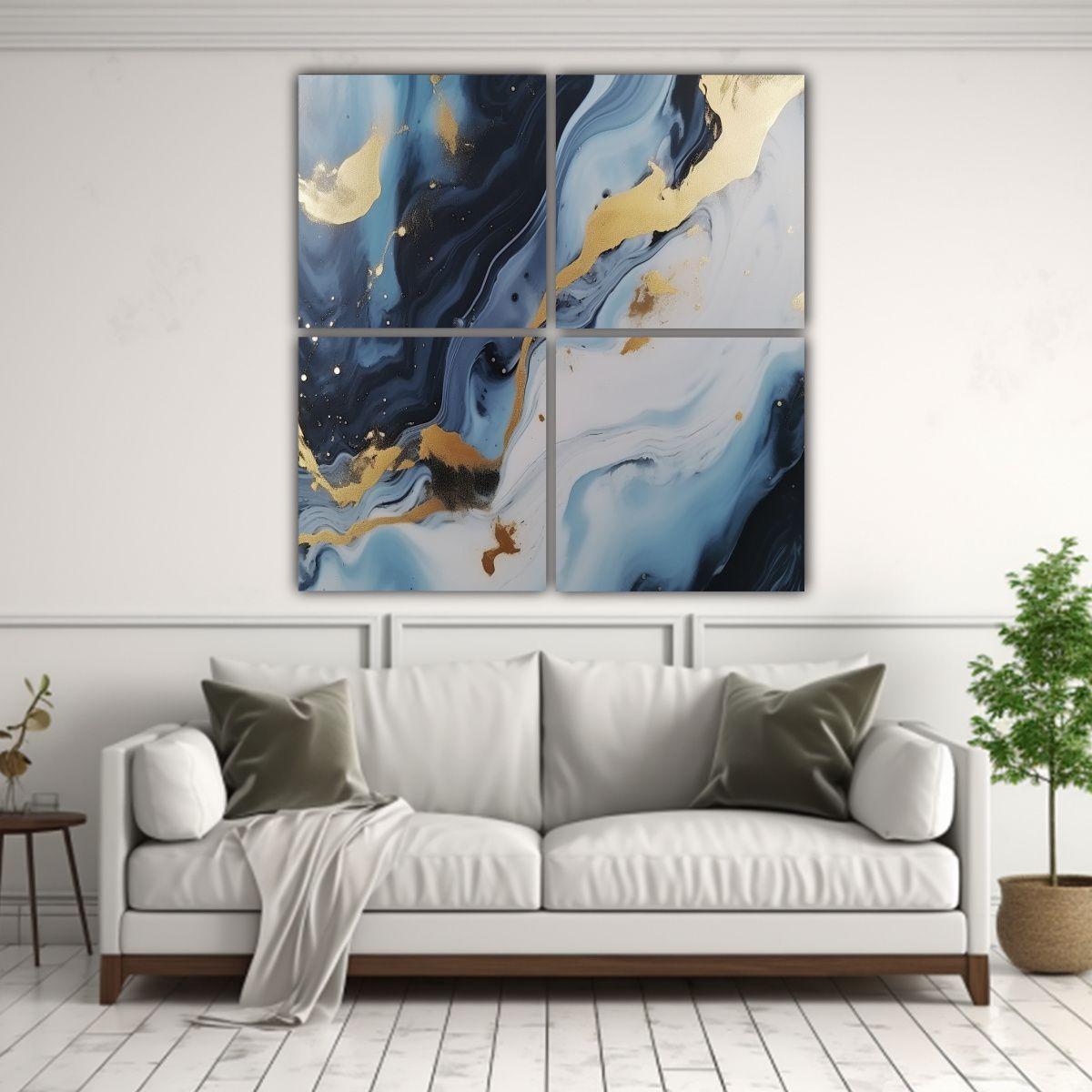 Cuatro Artes Cuadrado Estrellados Sobre Fondo 40x40 Cm-2