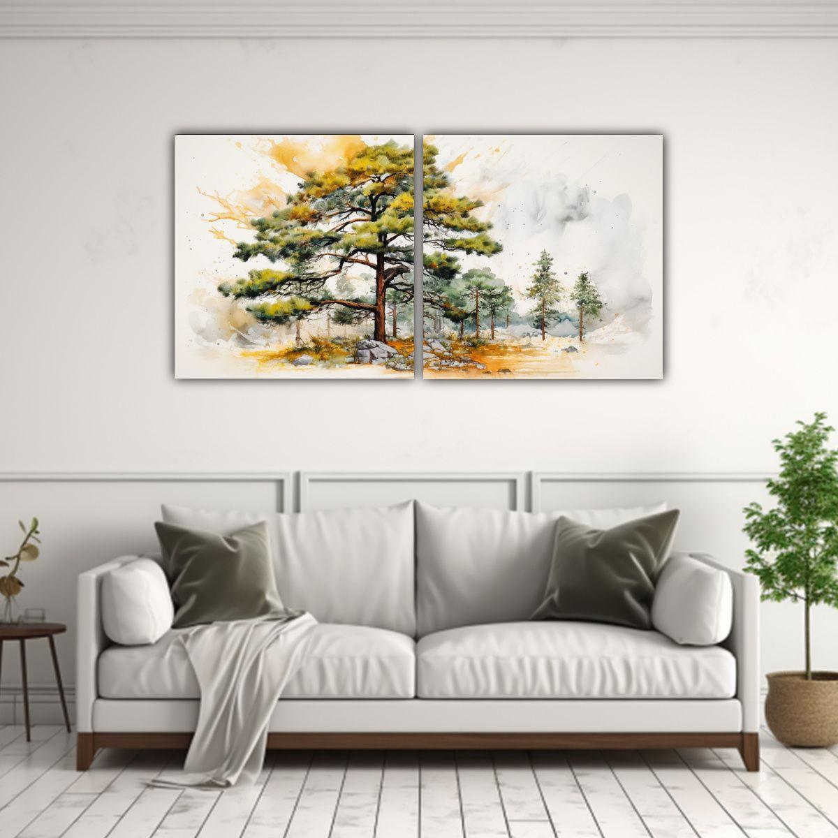 Pintura Abstracta De Un Pino Escocés Con Colores 80x40 Cm-2