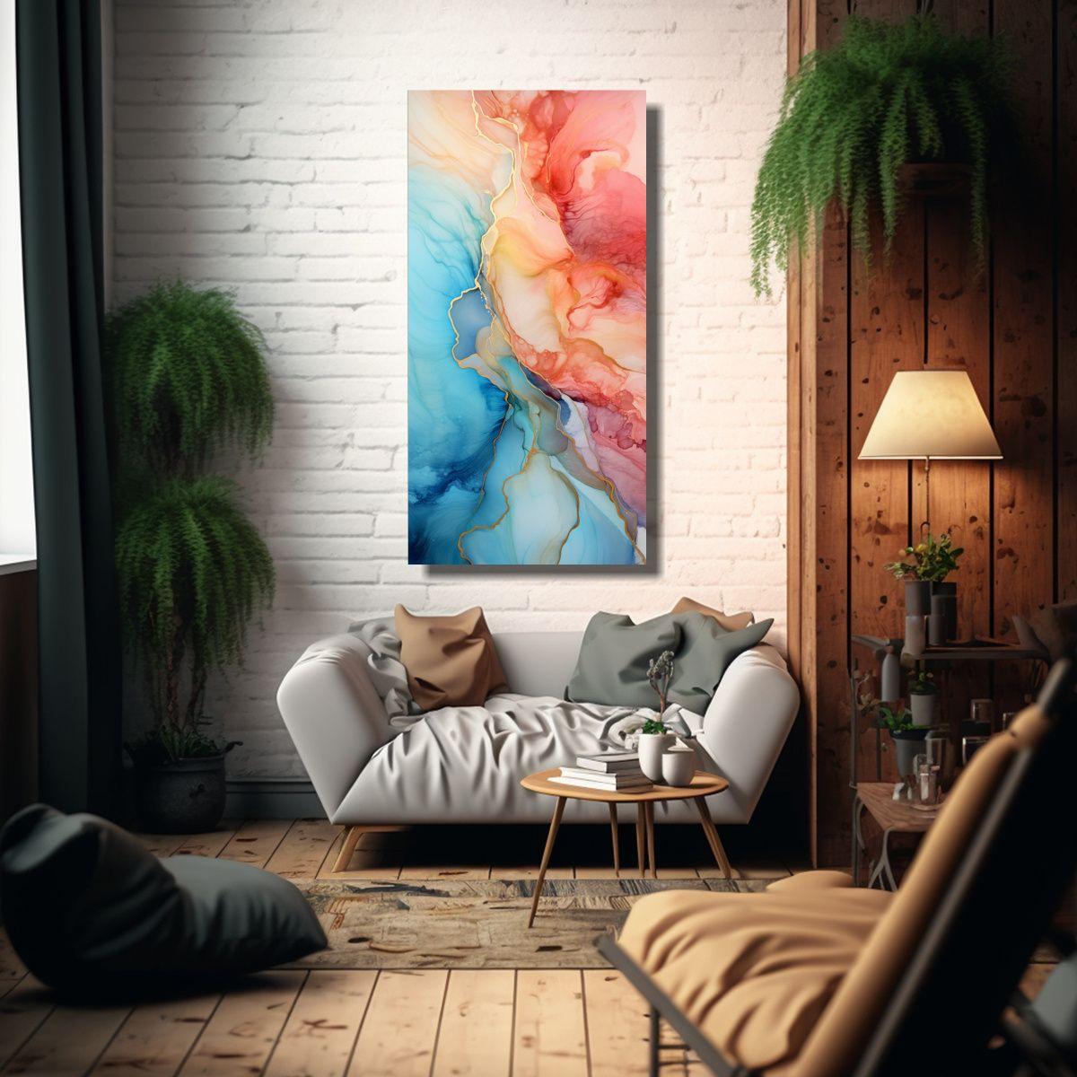 Cuadro Espectacular Combinación Tinta Alcohol 60x120cm-2