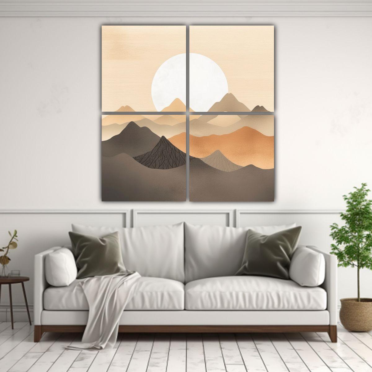 Cuadriptico Paisaje Zen Minimalista Amanecer Y 160x160 Cm-2