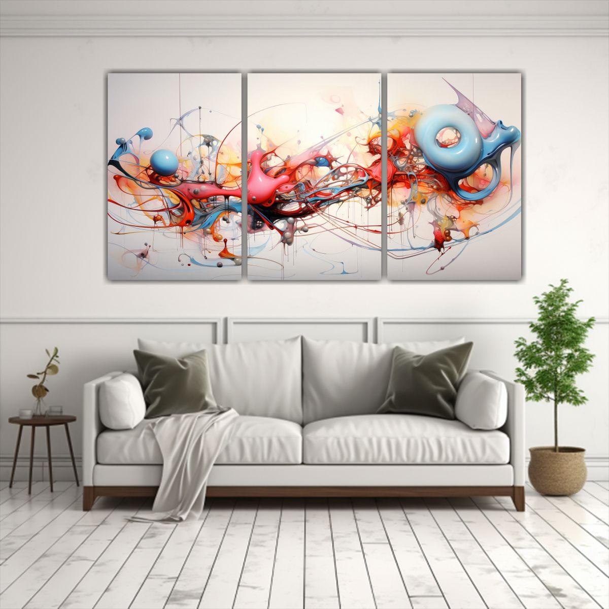 Cuadros Contemporáneos Abstractos En Lienzo 90x45 Cm-2