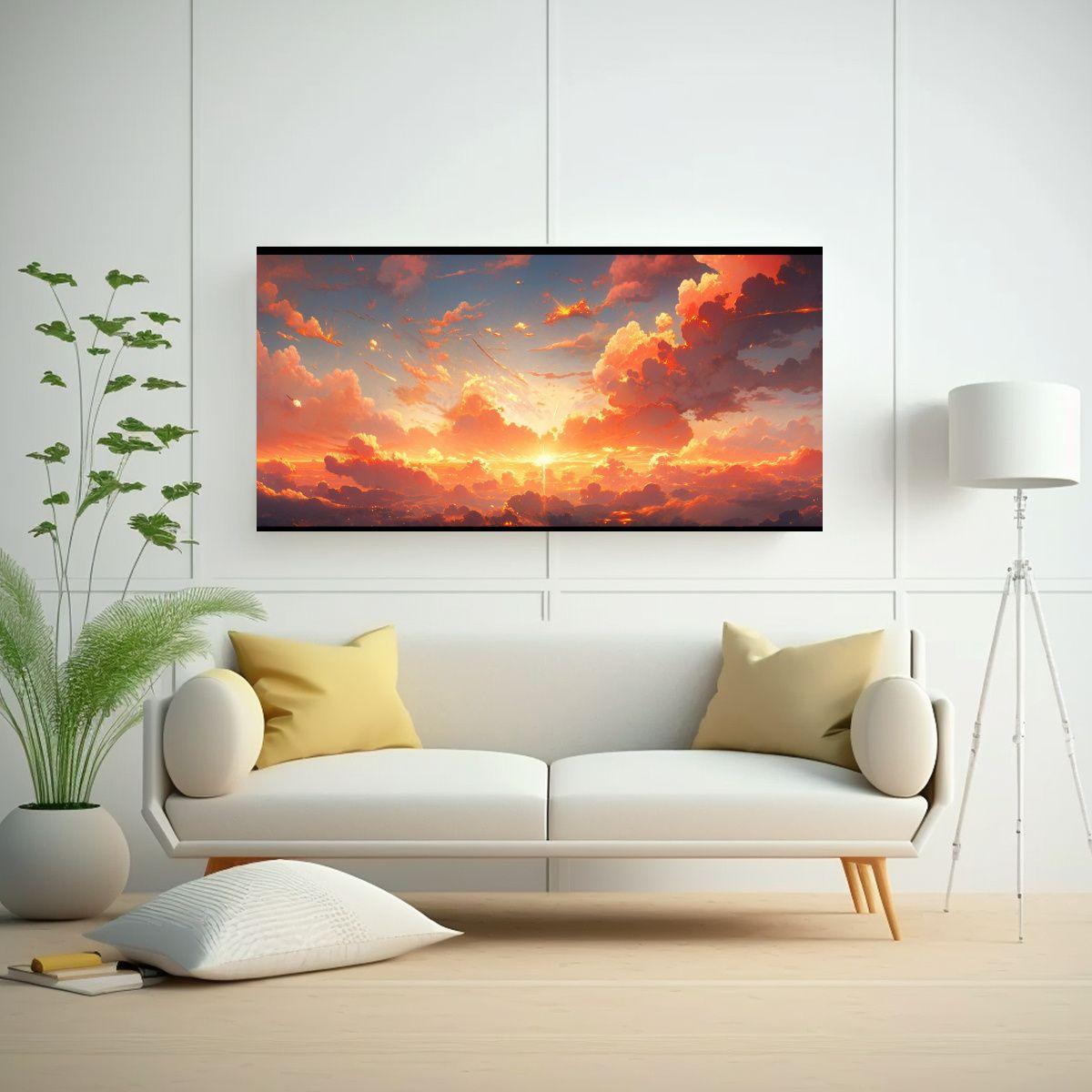 Pintura De Cuadro Temática Amanecer Y Atardecer 40x20 Cm-2
