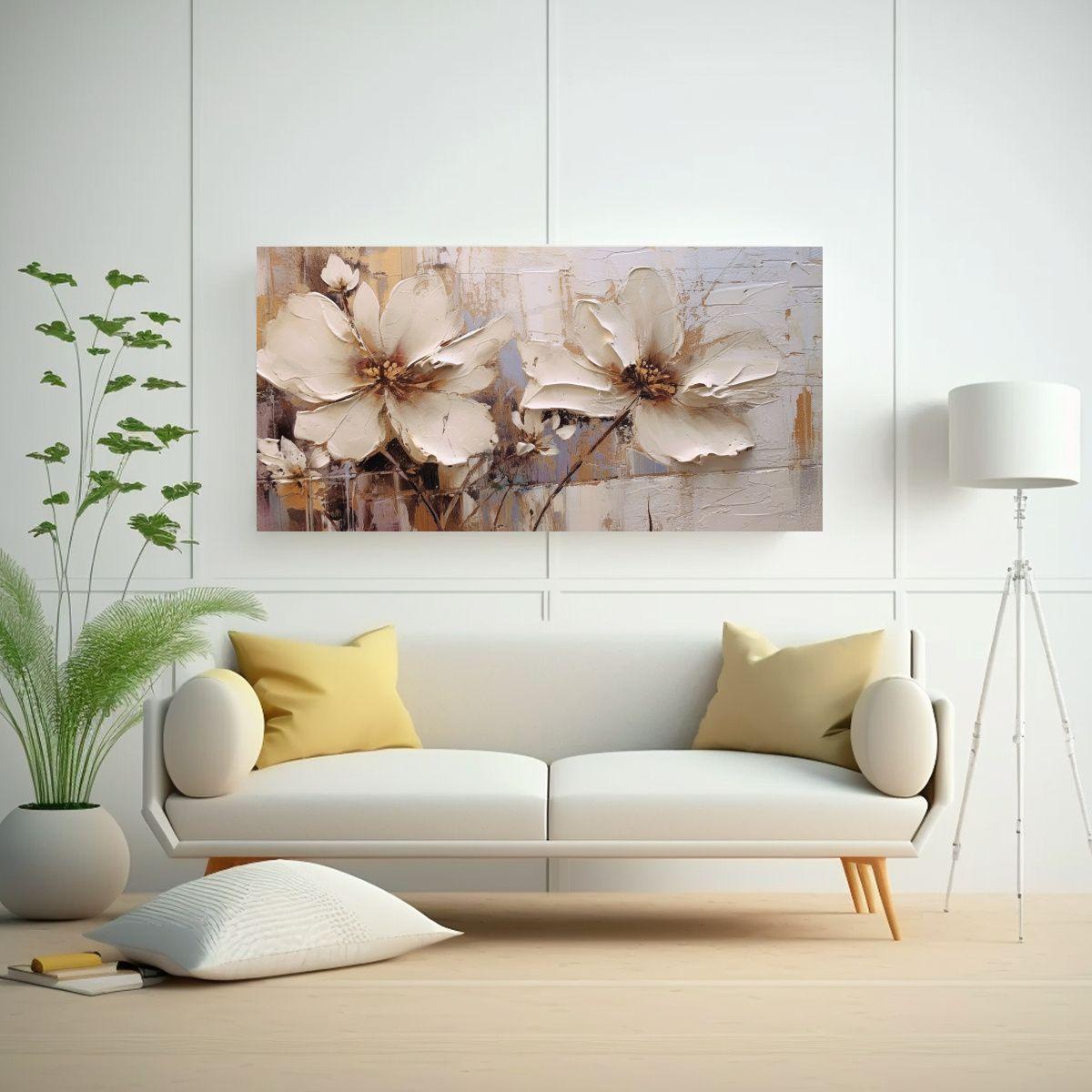 Pintura Abstracta De Flores Con Tonos 140x70cm-2