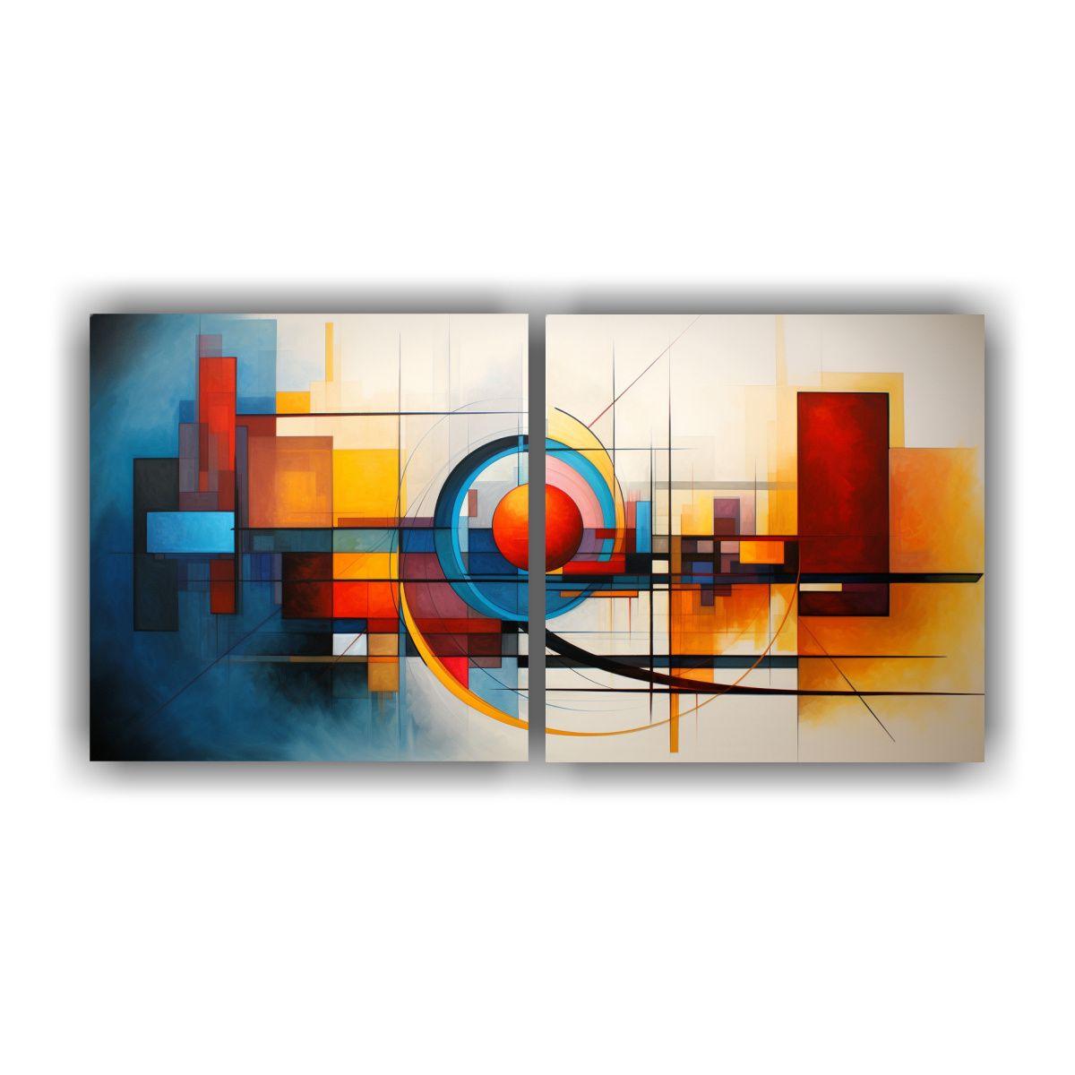Díptico De Cuadros Abstractos Modernos Y Claros 100x50 Cm-0