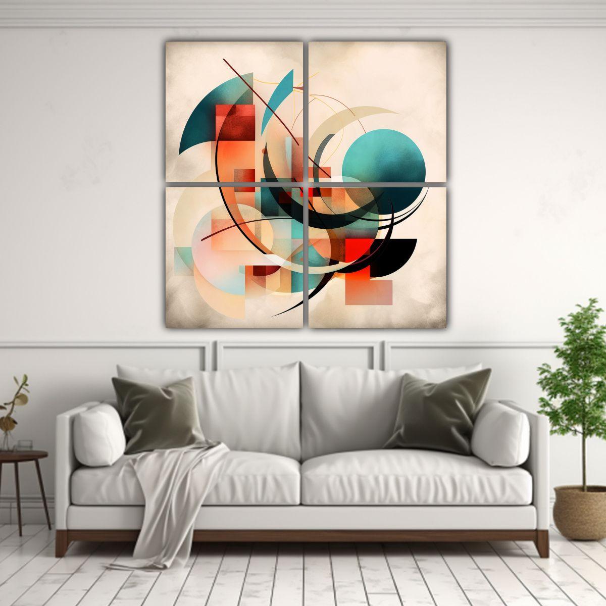 Pintura Decorativa Con Formas Abstractas 100x100 Cm-2
