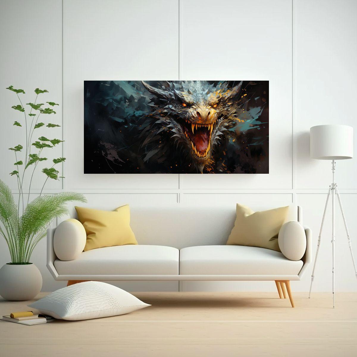 Cuadro Bastidor Movimiento Alegre Dragón Colores 120x60cm-2