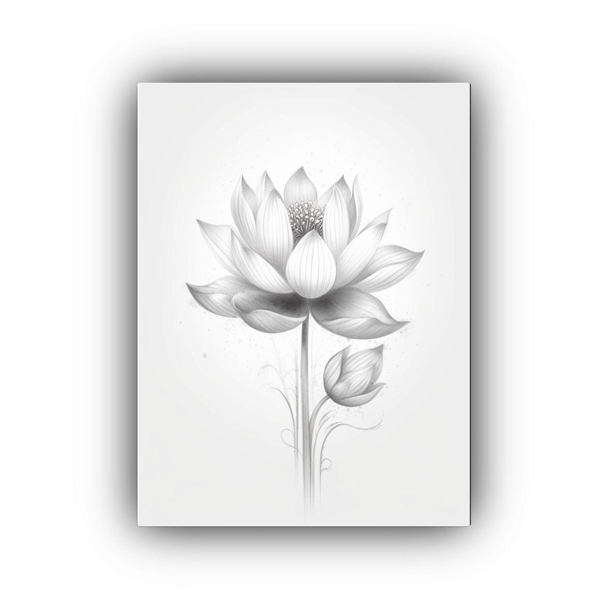 Pintura Decorativa De Delicado Boceto De Loto En 40x60cm-0
