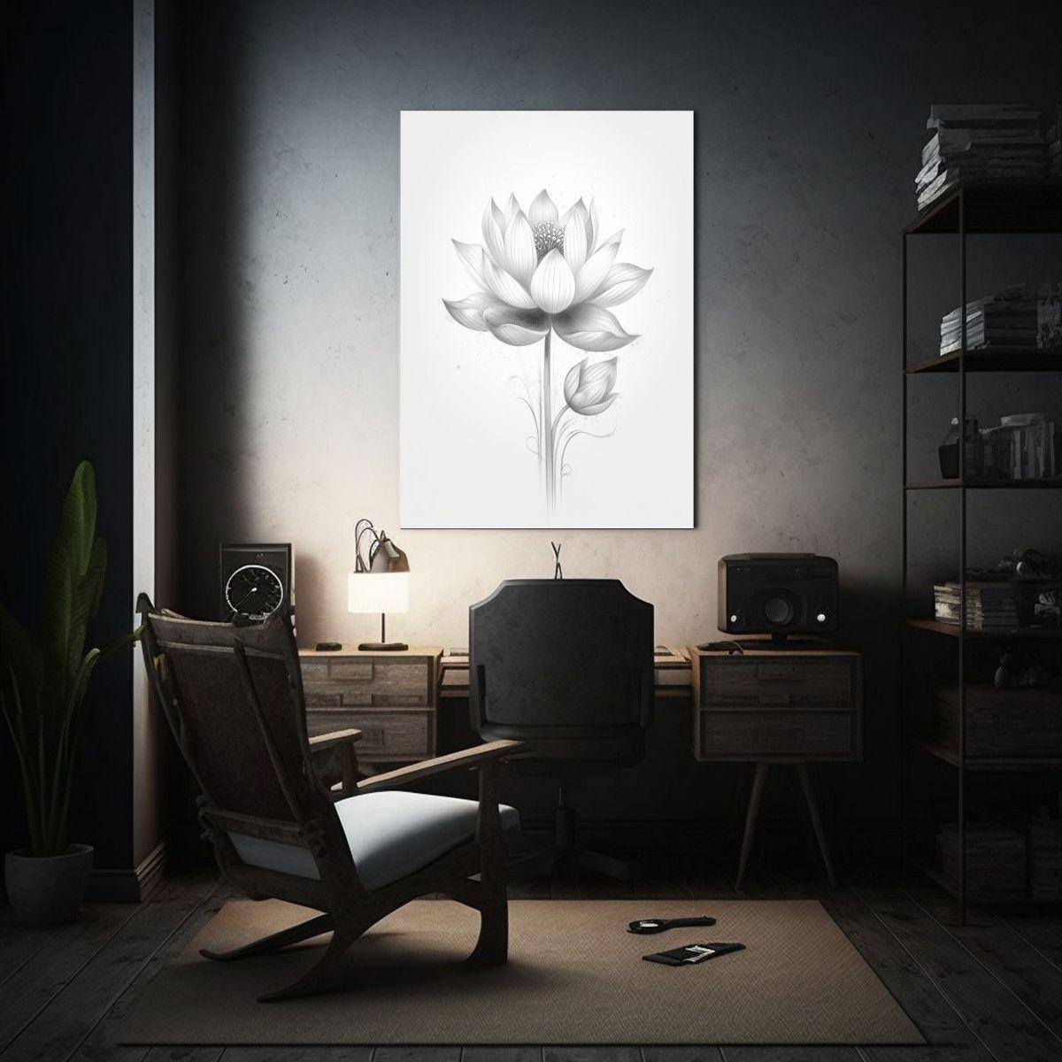 Pintura Decorativa De Delicado Boceto De Loto En 40x60cm-2