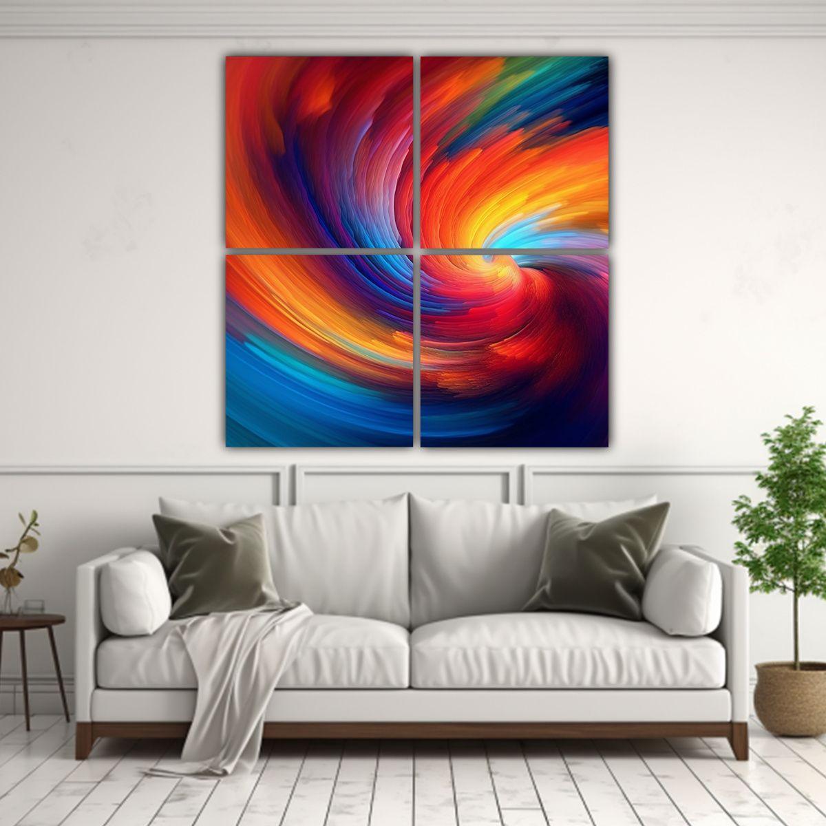 Pintura Decorativa Con Figuras Vivas En Fondo 120x120 Cm-2
