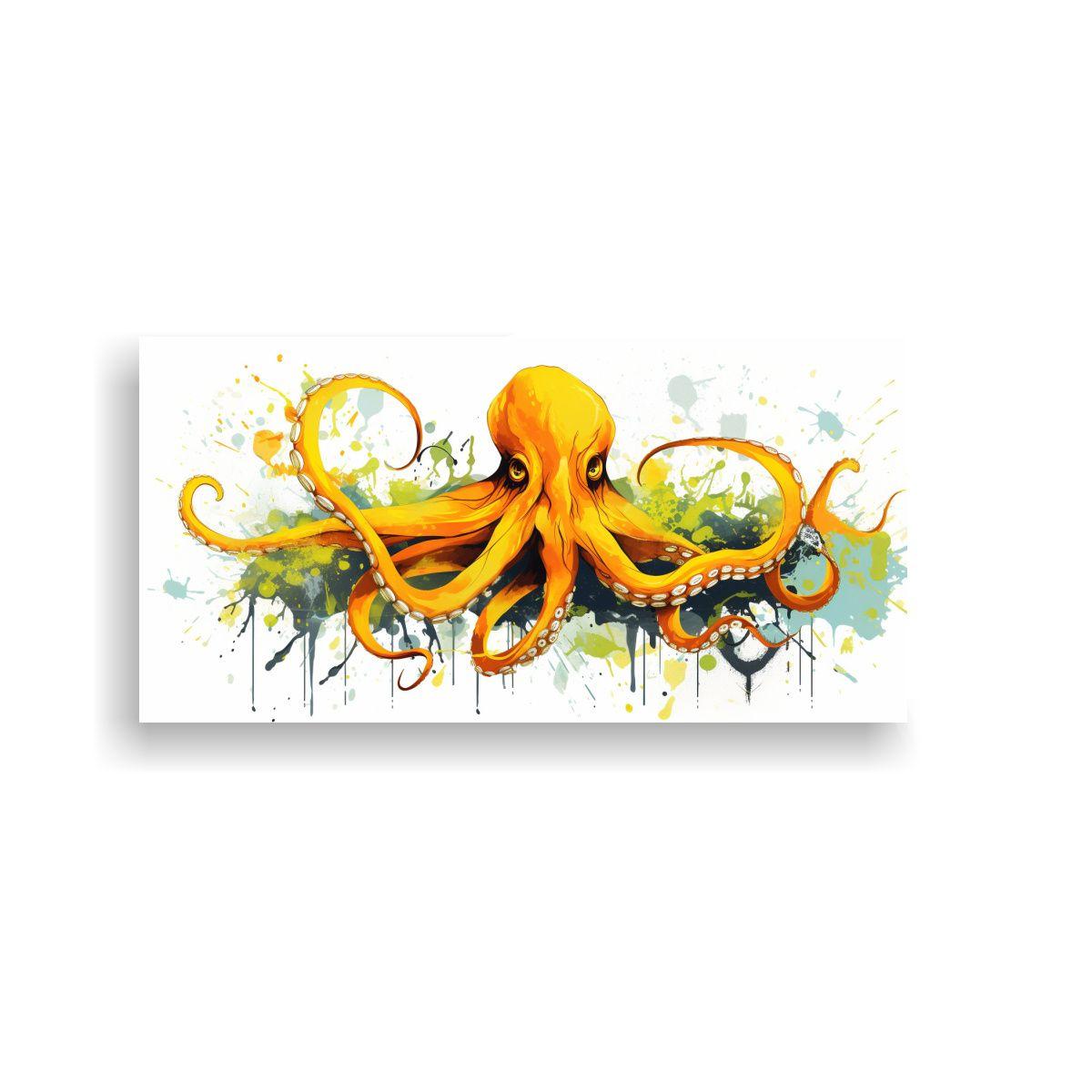 Cuadro Patrón Octopus En Tonos Mezclados Y Colore 140x70cm-0