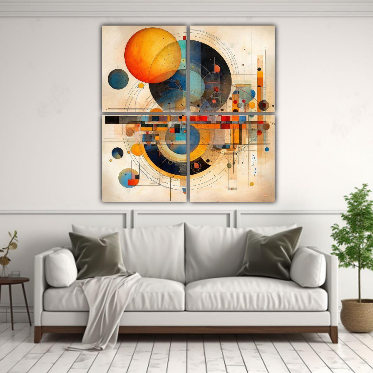 Lienzos De Tela Acuarela Combinación Música Y 120x120 Cm-2