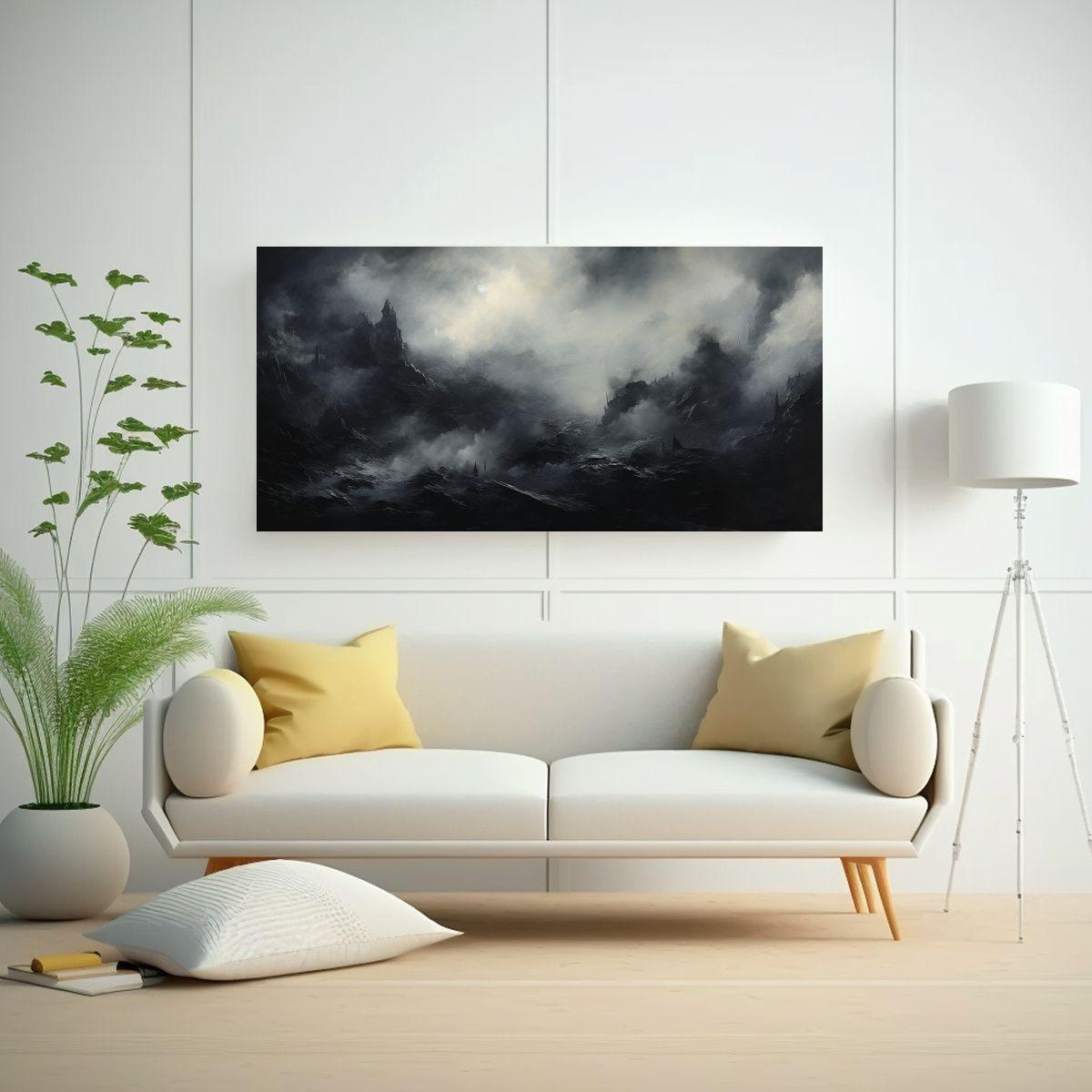 Cuadro Abstracto Paisaje Con Colores Negros 120x60cm-2