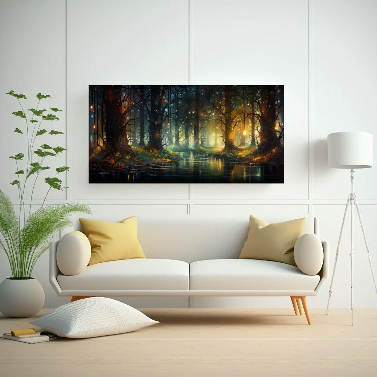 Pinturas De Decoración De Lienzo Hermoso Bosque 40x20cm-2