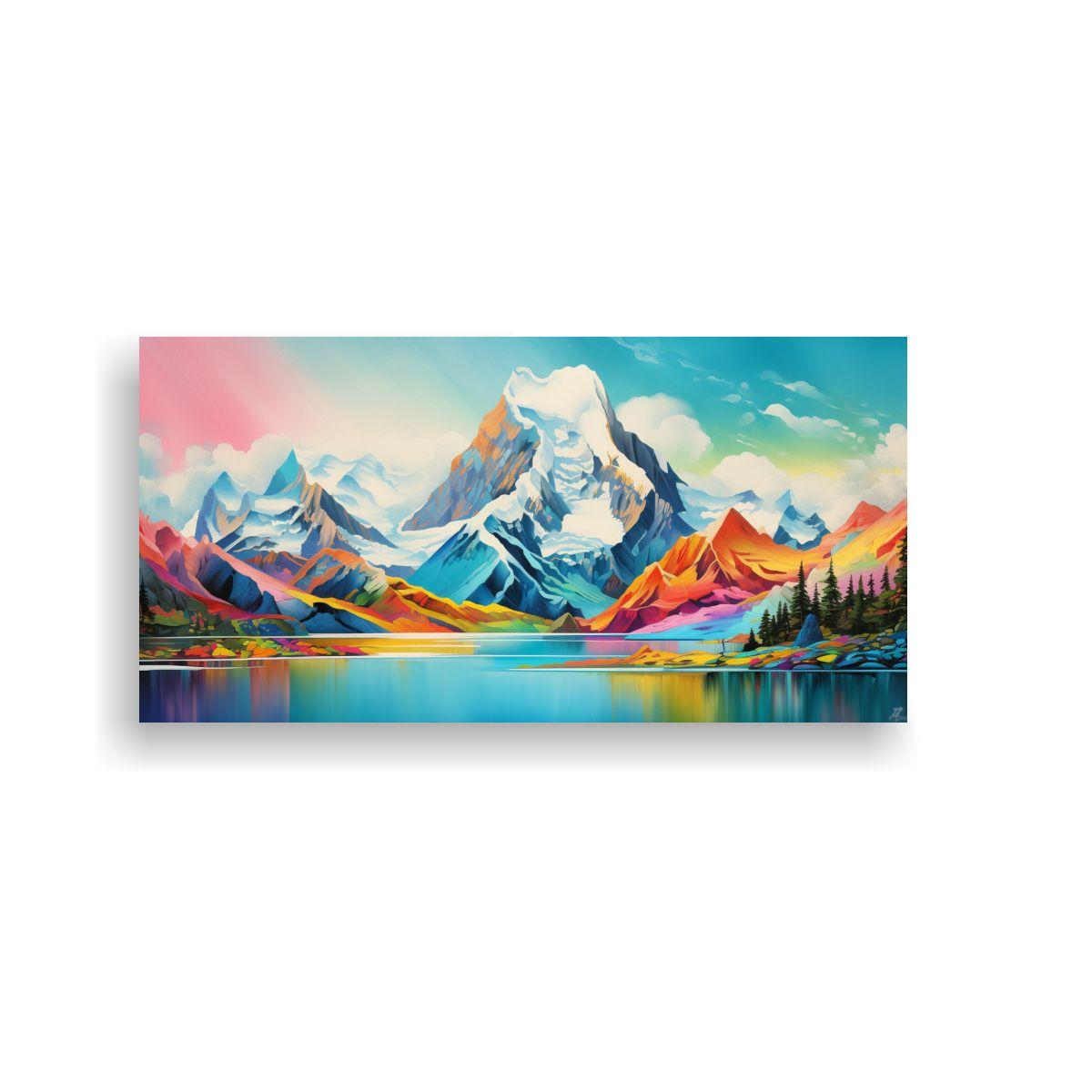 Pintura Cuadro Montañas Famosas Y Arcoíris 40x20cm-0