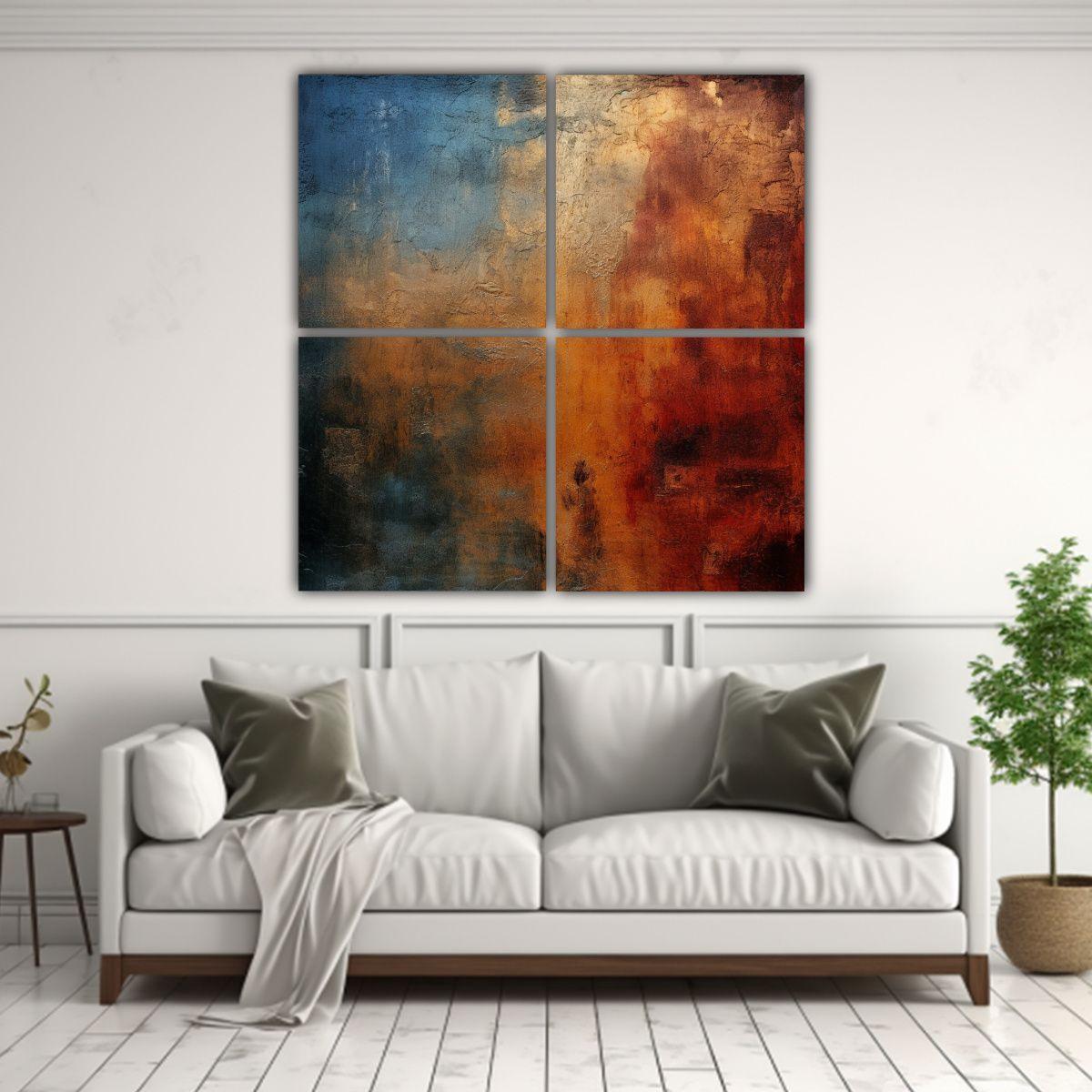 Cuatro Cuadros Diseño Adorno Sobre Fondo Grunge 60x60 Cm-2