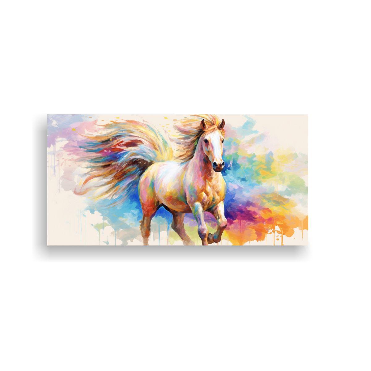 Cuadro Creativo: Mini Caballo En Colores Pastel Y  80x40cm-0
