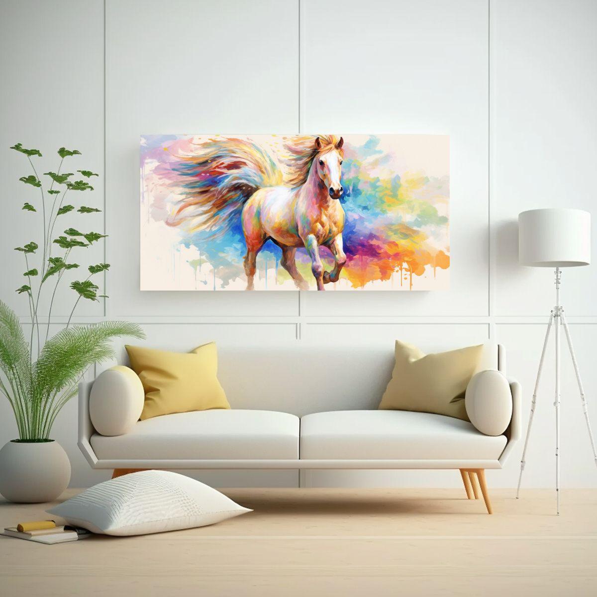 Cuadro Creativo: Mini Caballo En Colores Pastel Y  80x40cm-2