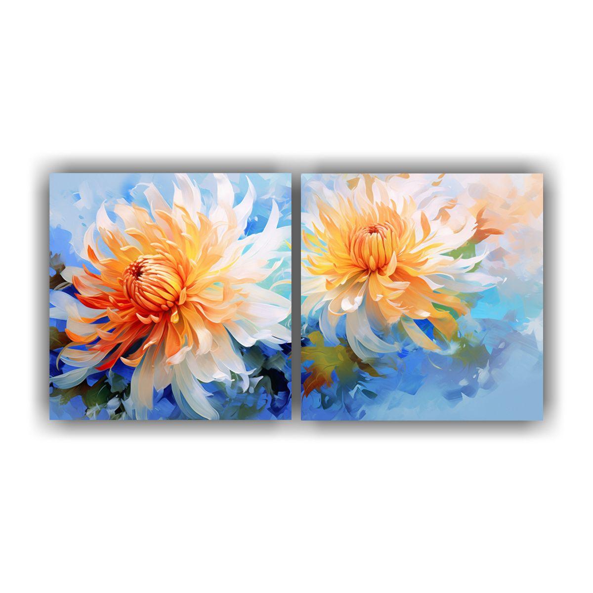 Cuadros Abstractos De Flores Crisantemos En 160x80 Cm-0